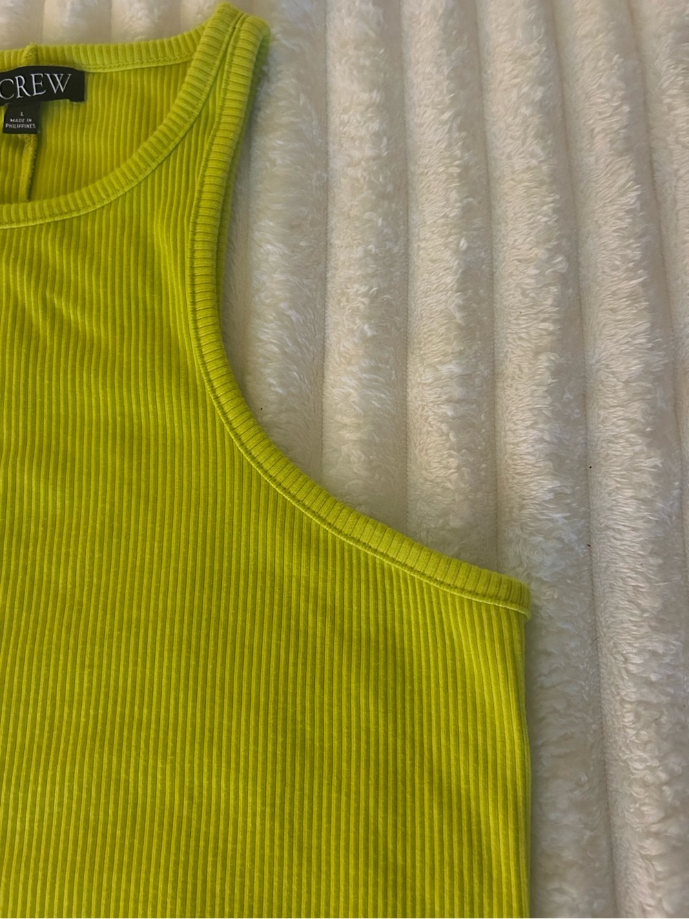 J.Crew Neon Lime Vintage Ribbed Sleeveless High Neck Tank Top - Picture 3 of 7